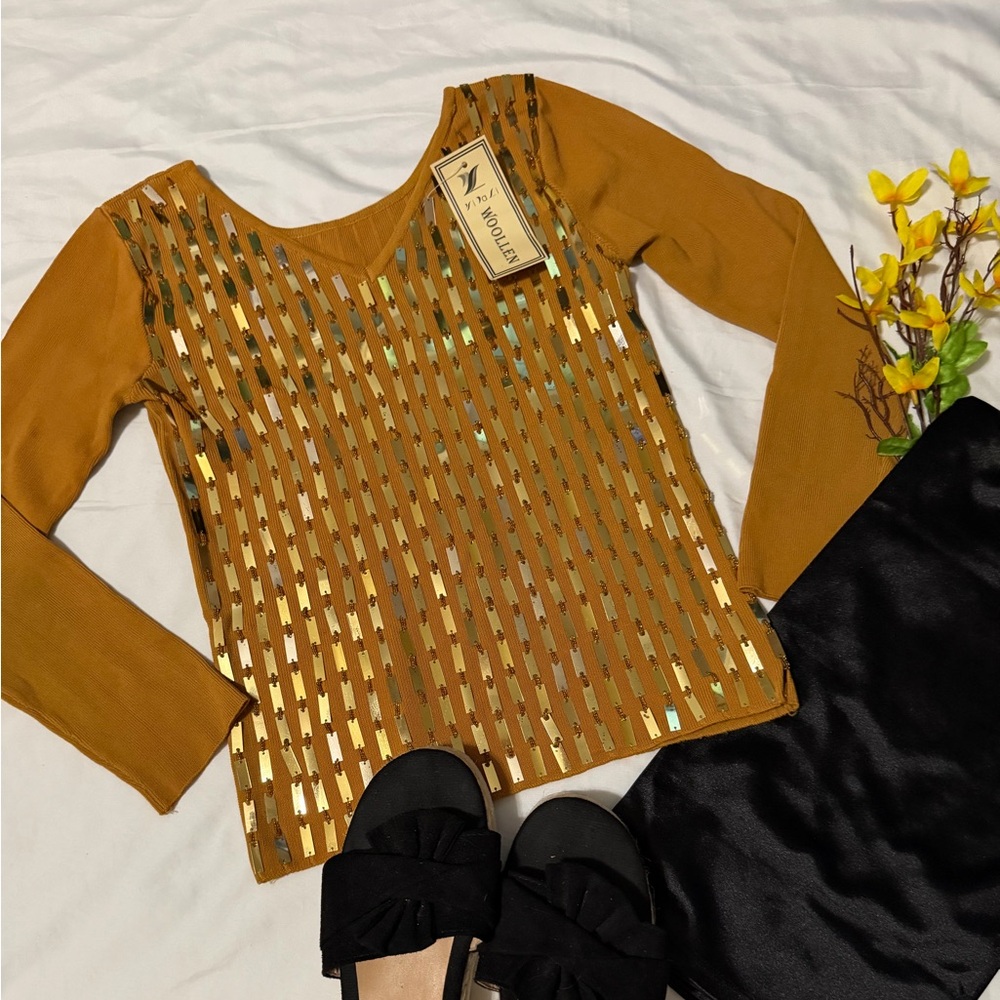 Golden Long Sleeve Blouse